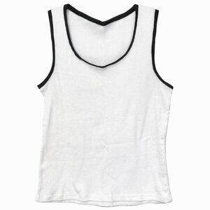 🦜 Women's White V-Neck Tank w/ Black Contrast trim
